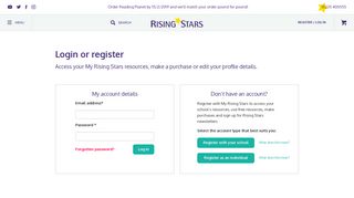 Register / Log in - Rising Stars