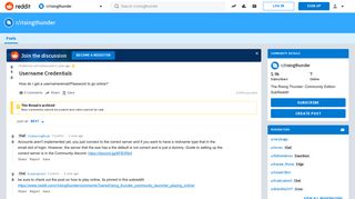 Username Credentials : risingthunder - Reddit