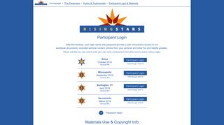 Participant Login & Materials - Rising Stars Seminars