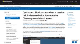 Quickstart - Block access when a session risk is detected with Azure ...