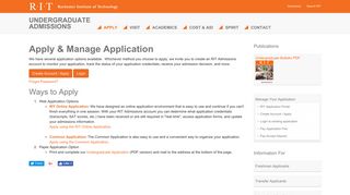 Apply & Manage Application - Rochester Institute of Technology