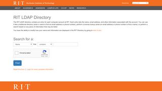 LDAP Directory - RIT - Rochester Institute of Technology