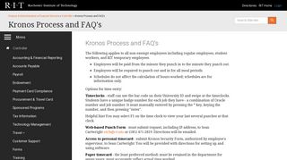 Kronos Process and FAQ's | Controller