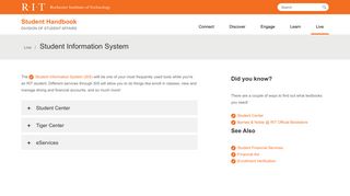 Student Information System | Student Handbook | RIT