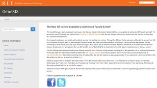 The New SIS is Now Available to Authorized Faculty & Staff | GeneSIS