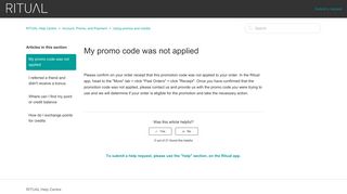 My promo code was not applied – RITUAL Help Centre