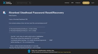 Riverbed Steelhead Password Reset/Recovery - Experts Exchange