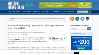 Rivermark Community Credit Union Checking Promotion: $100 Bonus ...