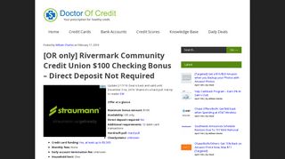 [OR only] Rivermark Community Credit Union $100 Checking Bonus ...