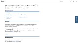 IBM Emptoris Rivermine Telecom Expense Management V7.0 on ...