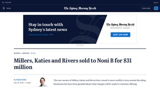 Retail: Millers, Katies and Rivers sold to Noni B for $31 million