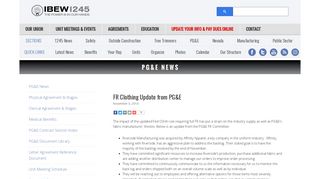FR Clothing Update from PG&E - IBEW1245