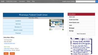 Riverways Federal Credit Union - Rolla, MO - Credit Unions Online