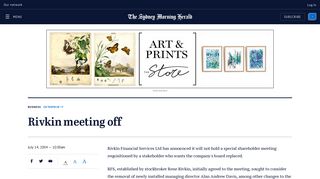 Rivkin meeting off - Sydney Morning Herald