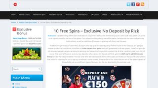 Exclusive 10 No Deposit Free Spins | Rizk Casino - Netent Free Spins