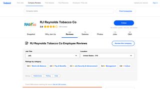 Working at RJ Reynolds Tobacco Co: 315 Reviews | Indeed.com
