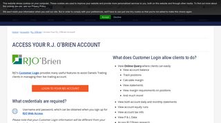 Access Your R.J. O'Brien Account - Daniels Trading