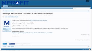 How to get RKSV Securities F&O Trade Details from backoffice login ...