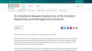 RL Solutions Reveals Version 6.4 of Its Incident Reporting and ...