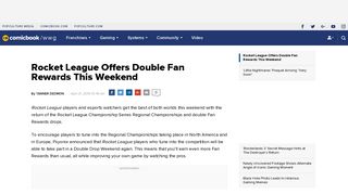 Rocket League Offers Double Fan Rewards This Weekend