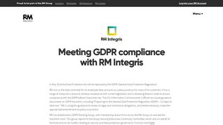 RM Integris - meeting GDPR compliance - RM plc