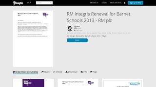 RM Integris Renewal for Barnet Schools 2013 - RM plc - Yumpu