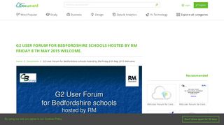 G2 User Forum for Bedfordshire schools hosted by RM Friday 8 th ...