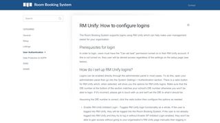 RM Unify: How to configure logins - Room Booking System