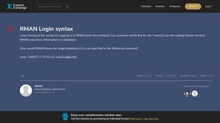 RMAN Login syntax - Experts Exchange