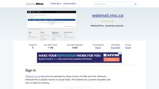 Webmail.rmc.ca website. Sign In.