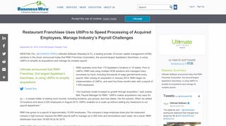 Restaurant Franchisee Uses UltiPro to Speed Processing of Acquired ...