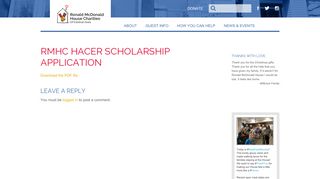 RMHC Hacer Scholarship Application | RMH Des Moines