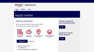 Apply direct to RMIT - Launch RMIT Admissions system - ServiceNow