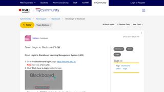 Direct Login to Blackboard - myCommunity - RMIT University