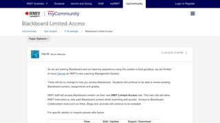 Blackboard Limited Access - myCommunity - RMIT University