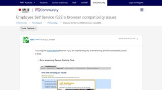 Employee Self Service (ESS) - myCommunity - RMIT University