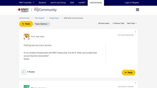 Staff gmail account access - myCommunity - RMIT University