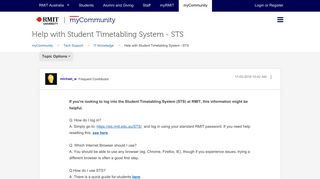 Help with Student Timetabling System - STS - myCommunity - RMIT ...