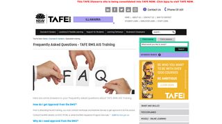 Frequently Asked Questions - TAFE RMS AIS Training - TAFE Illawarra