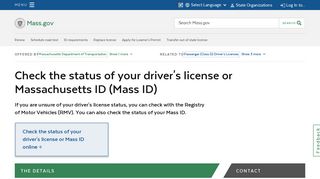 Check the status of your driver's license or Massachusetts ID (Mass ID ...