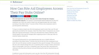 How Can Rite Aid Employees Access Their Pay Stubs Online ...