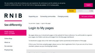 Login to My pages - RNIB - See differently