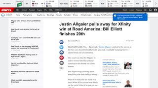 Justin Allgaier beats Matt Tifft at Road America in NASCAR Xfinity Series