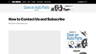 Car and Driver - How to Contact Us and Manage Your Subscription