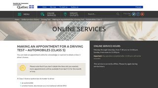 Online Service: Making an Appointment for a Driving Test ... - SAAQ