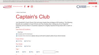 Captain Club Form | Coach Drivers Club | Roadchef