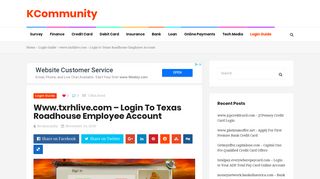 www.txrhlive.com - Login to Texas Roadhouse Employee Account -