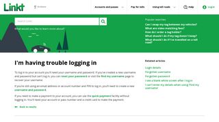 Trouble logging in - Linkt