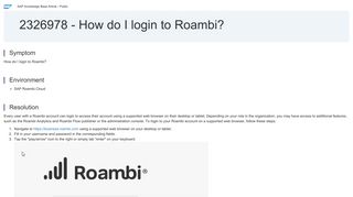 2326978 - How do I login to Roambi? - SAP Support Portal