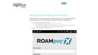 How do I login to ROAMpay X4 the first time? | - Mobile Solutions
